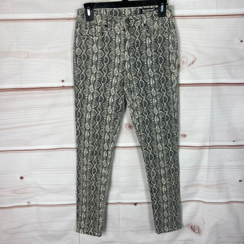 BlankNYC Jeans‎ Womens 25 Gray Snakeskin Crop Denim Mid Rise Pockets Stretch